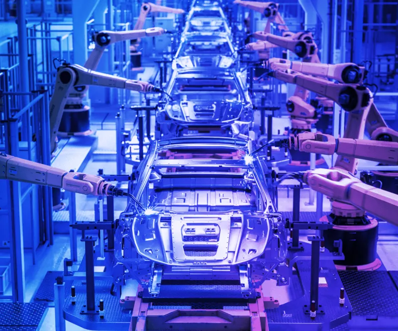 Cars being manufactured