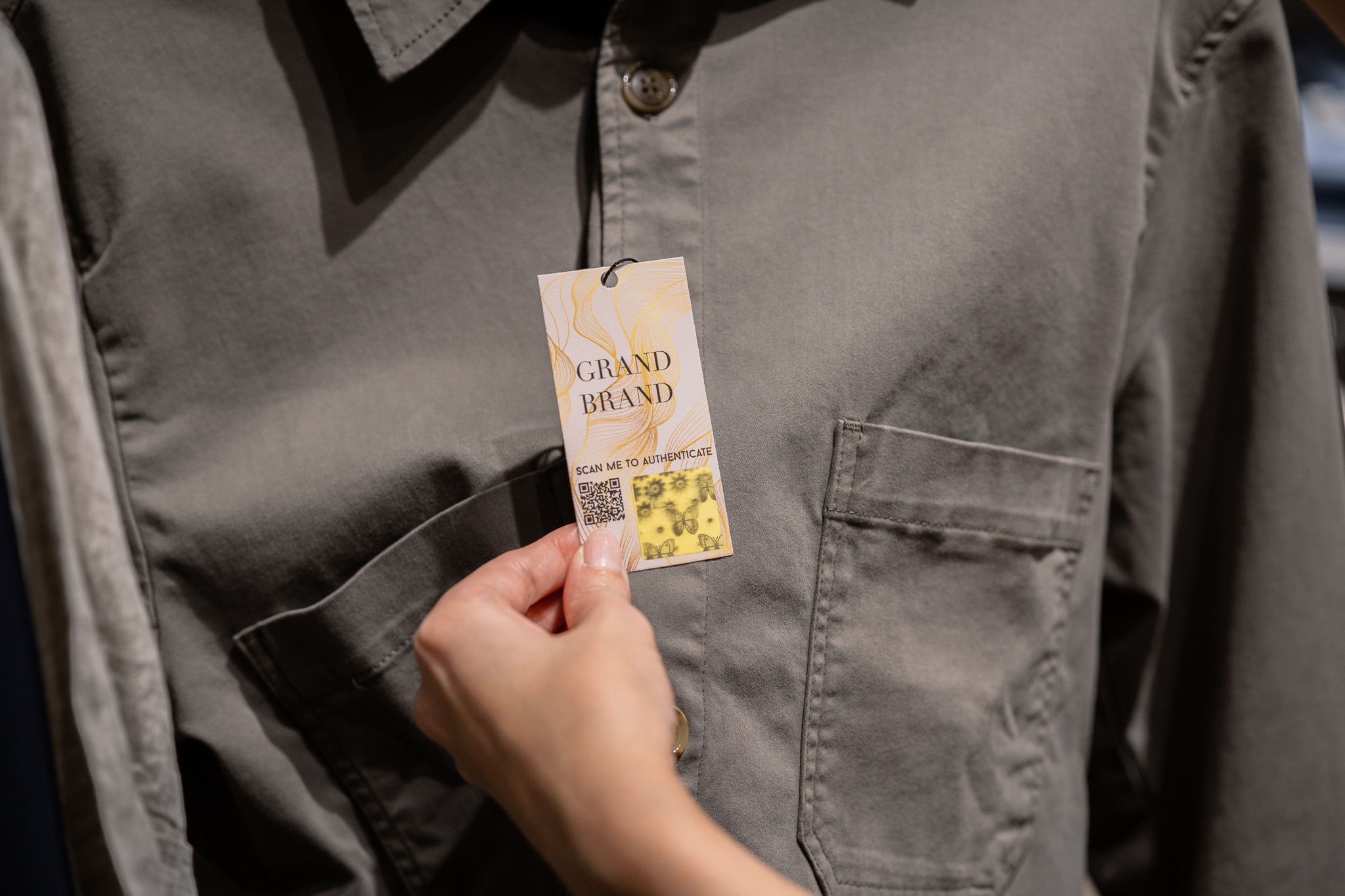 PROFOUND® labels shown on apparel garment hang tag