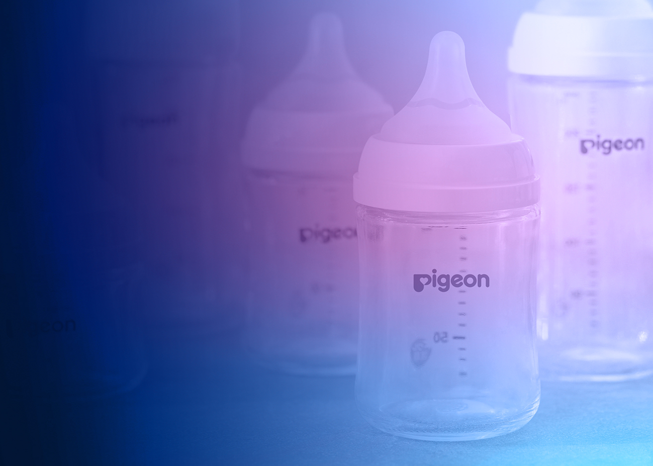 Pigeon baby bottles showcasing trusted baby care and feeding products for families and infants